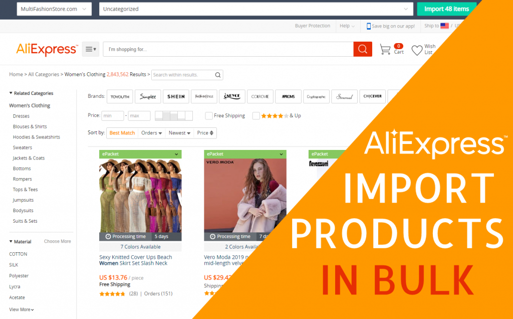 Import AliExpress products in bulk to Your Store